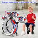 Kids Drum Set for Toddlers 13, Light-Up 5pcs Beginner Drum Set with Stool & Cymbal, Musical Drums Toy for Boys Girls Ages 25 Birthday Christmas New Year Valentines Day Gifts (Medium)