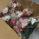 Nuptio Artificial Flower Centrepieces for Tables - 5 Pcs Burgundy & Dusty Rose & Creamy White Fake Flowers Roses Balls 9.5in Diam - Silk Faux Rose Arrangement for Wedding Party Centerpiece Table Decor
