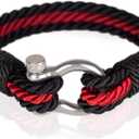 Paracord Bracelet for Men - Twisted Rope Bracelets for Men, Handmade Mens Bracelets Jewelry, Boyfriend Gifts Birthday, Pulseras Para Hombres, Men's Bracelet Gifts for Son, 3 Pack (8.5, Red)