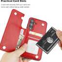 ONETOP Compatible with Samsung Galaxy S24 Wallet Case with Card Holder, PU Leather Kickstand Card Slots Case, Double Magnetic Clasp and Durable Shockproof Cover 5G 6.2 Inch(Red)
