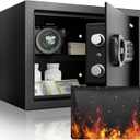Goldenkey 1.6 Cu.Ft Modern Fireproof Safe  Large Fireproof Safe with Keypad & Key, Fits Laptop, Jewelry, Documents & Valuables, 11.81"D x 14.96"W x 11.81"H
