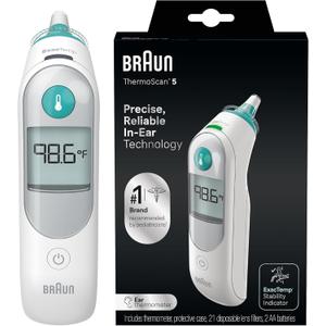 Braun ThermoScan 5 Ear Thermometer, Digital Display, Baby and Infant Thermometer with ExacTemp Stability Indicator for Professional Accuracy, Recommended by Pediatricians