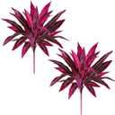 2pack Large Artificial Boston Fern & Dragon’s Blood Tree Plants, 21" UV Dragon Blood Tree Artificial, Vibrant Pink Purple Lifelike Fake Plants for Porch Patio Garden Balcony Decor