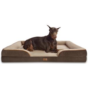 Bedsure XXL Orthopedic Dog Bed - Washable Great Dane Dog Sofa Beds for Giant Dogs, Supportive Foam Pet Couch Bed with Removable Washable Cover, Waterproof Lining and Nonskid Bottom, Brown