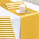 P Pothuiny 12 Pcs Gold Satin Table Runner 12 x 72 Inch Long Smooth Wedding Table Runners for Banquets, Graduations and Birthday Party Decoration