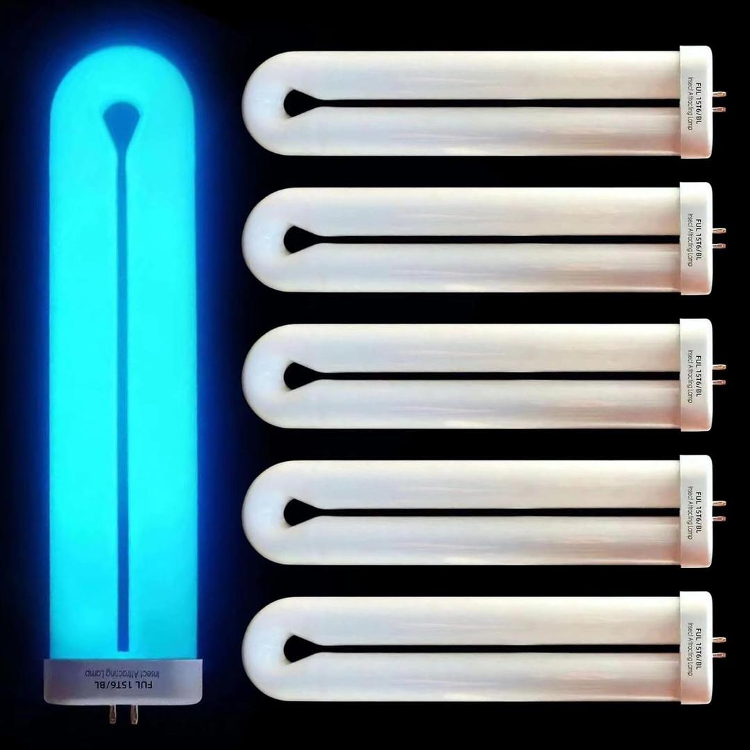 Bug Zapper Replacement Light Bulb 15 Watt, U Shapped Insect Attracting Trap Bulb FUL15-BL 7.7 Inches, 5 Pack