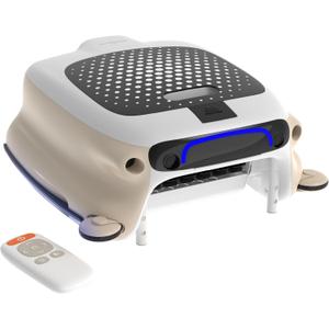 PoolPure PRS100A Robotic Pool Skimmer with 7600mah Super Long Battery Life, Manual Controller Automatic Manual Dual Mode, 10L Big Basket (Without Solar Panel) (white)