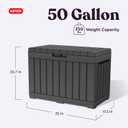 Keter Kentwood 50 Gallon Resin Deck Box-Organization and Storage for Patio Cushions, Throw Pillows and Garden Tools, Dark Grey