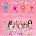 Glitter Girls – 14-Inch Fashion Doll – Straight Brown Hair & Brown Eyes – Striped Tunic & Glitter Boots – Hair Bow & Heart Leggings – 3+ Years– Sarinia