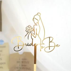 Acrylic Gold Bride To Be Bride Lady Cake Topper, Creative Wedding Engagement Bridal Shower Cake Decoration, Proposal Couple Cake Decoration Party Supplies (Bride To Be2)