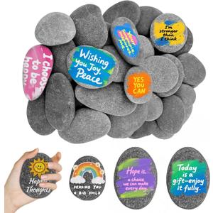 Reeplan 45PCS Rocks for Painting, Natural Smooth River Rocks for Painting, 2-4 Inches Flat Stones for Crafts, DIY Arts & Decorations(2-3in: 30pcs & 3-4in: 15pcs)