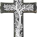 HIWGGSP 6.5" x 10" cross wall decor - Trees - Christian Wooden Cross, tabletop & wall decoration, suitable for farmhouses, homes, Easter, indoor and outdoor hanging decoration (1 PCS) - A04