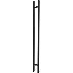 Matte Black Square Barn Door Handles 12"/24"/36"/48"/59'', Pull Push Long French Door Handle Double Sided, Large Front Exterior Shower Door Pull Handles
