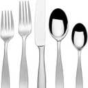 Mikasa Satin Loft 65-Piece Flatware Set for 12, 18/ 10 Stainless Steel Silverware with Forks, Knives, Spoons, and Serving Utensils, Durable and Elegant Design