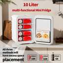 Mini Fridge for Bedroom - 10 Liter/15 Can Portable Refrigerator for Dorm, Office, Car - Quiet Cooler & Warmer for Food, Drinks, Makeup & Skincare - AC/DC Power Supply