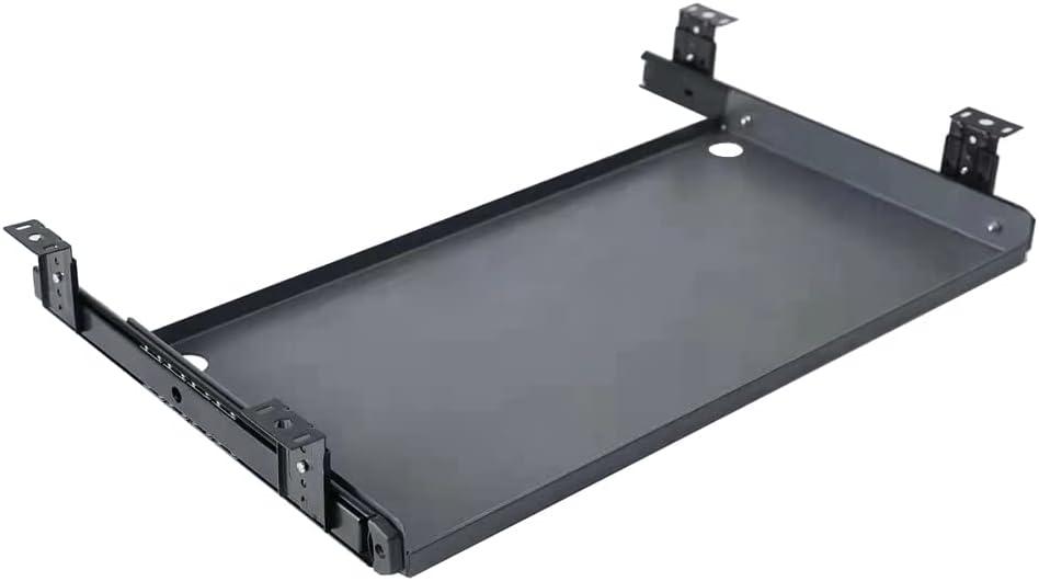 Sliding Under Desk Keyboard Tray Slide Out Keyboard Holder Drawer Heavy-Duty Office Desk Extender Platform Pull Out Desktop Sliding Computer Tray for Keyboard Drawer Under Desk Shelf-Metal, Large