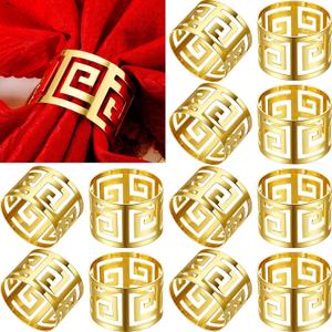 200 Pcs Gold Napkin Rings Napkin Holder Set Hollow Out Metal Serviette Buckle Exquisite Household Bulk for Dinner Table Decoration Wedding Party Easter Banquet Gathering