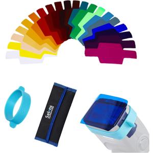 Selens Universal Flash Gels Lighting Filter SE-CG20-20 pcs Combination Kits for Camera Flash Light Strobe Light, Color Correction Filter Color Gels for Speedlight