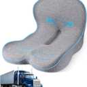 Seat Cushion for Truck Driver, Memory Foam Truck Seat Cushion with L-Shaped Ergonomic Design, Lumbar Support Pillow & Tailbone Pain Relief for Long Driving, Semi Truck Accessories (Average Size)