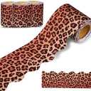 99 Feet Leopard Print Bulletin Board Borders Animal Prints Scalloped Border Trim Leopard Dot Classroom Borders Safari Classroom Decorations for Safari Jungle Animal Back to School Party Decor, 3 Rolls