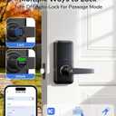 TEEHO TE019 Smart Keypad Door Lock with Handle, App Control, Keyless Entry Electronic Lock, Remote One-Time Codes, Auto Lock, Passage Mode, for Bedroom, Interior Door & Rental, Matte Black