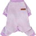 PUPTECK Dog Pajamas for Small Medium Large Sized Dogs, Stretchy Dog Pjs Onesie Clothes Soft Fleece Sweaters Puppy Cat Outfits Pet Jumpsuit (Pink)