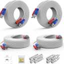 ANNKE 30M/100ft BNC Cable, Video Power Extension Surveillance Camera Cables for CCTV Security DVR System Installation, Free 8X BNC Connectors and 100pcs Cable Clips Included, 4 Pack, White