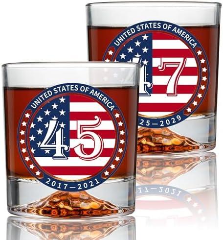 TIKIRUGI American Flag Whiskey Glasses Set of 1 – 10oz Patriotic Old Fashioned Bourbon Glasses with 2 Large Ice Ball Molds | Crystal Cocktail Rocks Glass Gift for Dad, Husband, Men, Whiskey Lovers