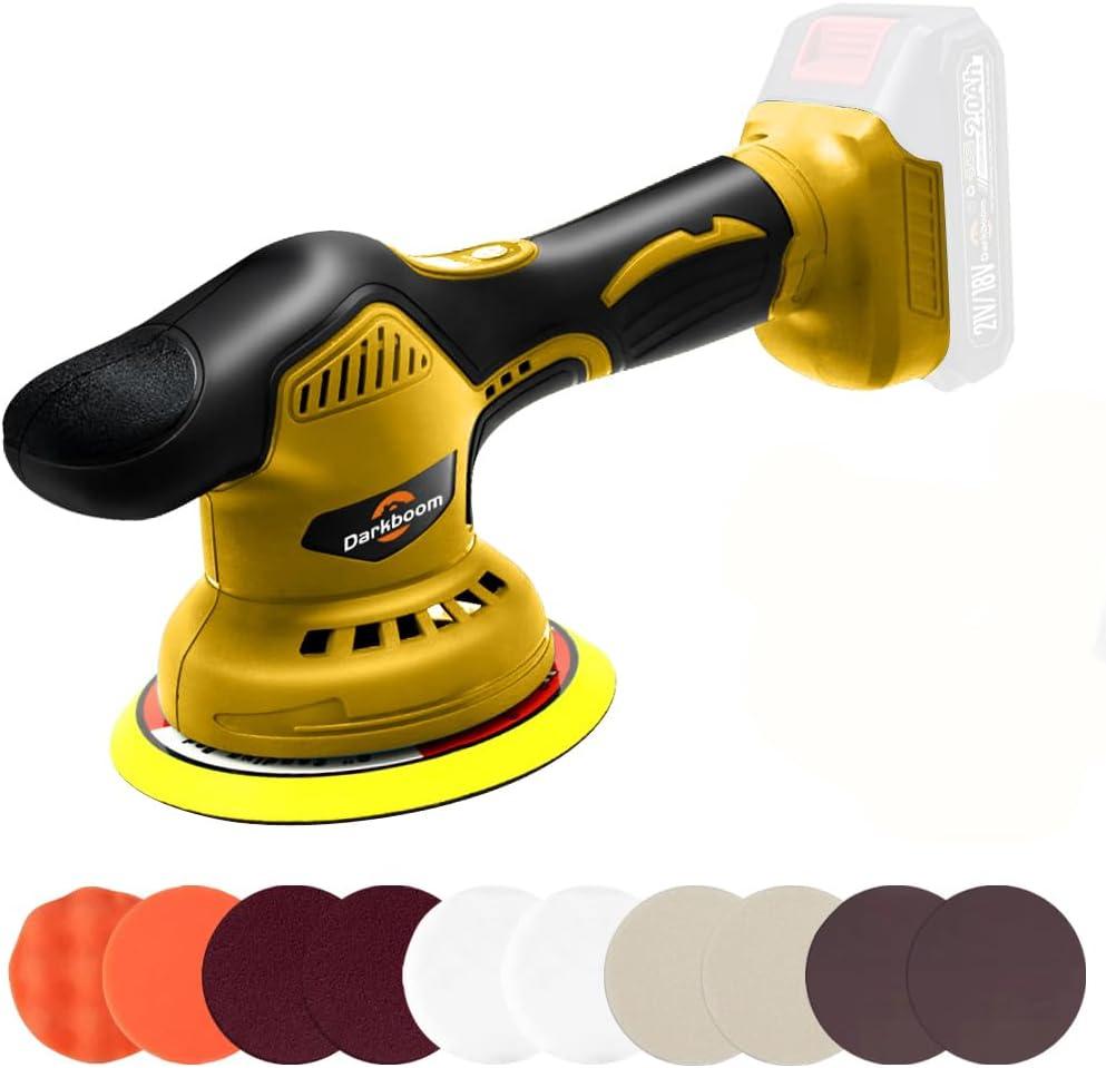 Cordless Buffer Polisher 6 inch With 8 Discs for Polishing, Fits Dewalts 20V Battery and 6 Variable Speed From 2200RPM to 5500RPM Cordless Sander, for Car Detailing/Polishing