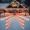 Solar Christmas Lights Outdoor Decorations, 20 Pack Solar Christmas Candy Cane Lights with Snowflake, Outdoor Waterproof Pathway Lights for Patio, Garden, Yard, Street, Park, Holiday