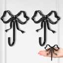 2 PCS Large Size Black Bow Wall Hook, Black Coat Hook, Metal Hooks, Bow Room Decor Hooks for Coats, Coffee Mugs, Hats, Bags, Bath Towels and Room Decorations