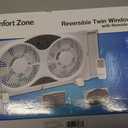 Comfort Zone Window Fan for Bedroom, 9 inch 3 Speed Dual Fans with Auto-Locking Expanders, 3 Modes (Cool, Circulate, Exhaust), Remote Control, Fabric Cover plus Bug Screen, White, 9" Twin Window Fan W/ Remote