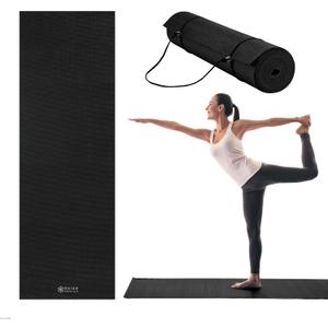 Gaiam Essentials 1/4" Thin (6mm) Yoga & Pilates, Fitness & Exercise Mat with Easy-Cinch Carrier Strap Cusion Support For Fitness and Gym Workouts