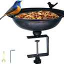 12-Inch Metal Bird Bath and Feeder for Outdoors, Deck Mounted Bird Bath with Detachable Basin, Garden Bird Bath for Balcony, Porch, and Railing, Outdoor Bird Decor, Bronze Color, Easy to Clean (red copper)