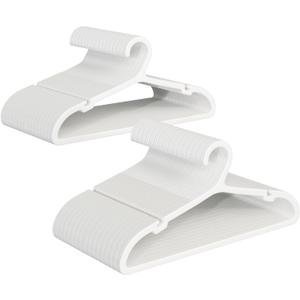 ABHENG 100 Pack Clothes Hangers, Non Slip Plastic Coat Hangers, Space Saving Hangers, Heavy Duty, Hanging Dry Wet Clothes, 16.4" x 8.3", White, UAPY05100W