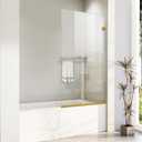 Bathroom Shower Glass Door 36 * 62" - 5/16"(8mm) Thick Clear Tempered Glass Panel, Fixed Hinged Framless Shower Glass Door with Bottom Seal, Brushed Gold
