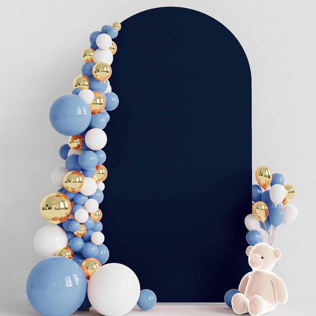 Wokceer 7.2FT Wedding Arch Cover Spandex Fitted Wedding Arch Stand Covers Round Top Navy Blue Chiara Arch Cover for Birthday Party Ceremony Banquet Decoration