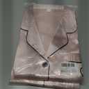 2 x Womens Silk Satin Pajamas Set Short Sleeve Sleepwear Button Down Loungewear 2 Piece Pjs Shorts Set (Pink, L)