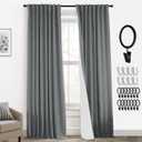 Dark Grey Blackout Curtains for Bedroom,Back Tab Hooks Pleated Linen Room Darkening Thermal Insulated Black Out Long Charcoal Gray Curtain Drapes for Living Room Window,84 Inch Length 2 Panels Set (52"W x 84"L (Pack of 2))