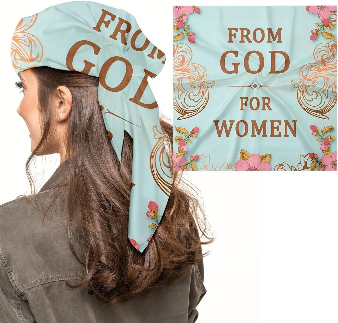 Silk Scarf for Women, Digital Printed Scarves 20.8" x 21.6" Neck Scarf Breathable Lightweight for Encourage Gift (FROM GOD..)