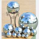 12 inch Diameter Gazing Ball,Silver Stainless Steel Polished Reflective Smooth Garden Sphere Globe Mirror,Colorful and Shiny Addition to Any Garden or Home