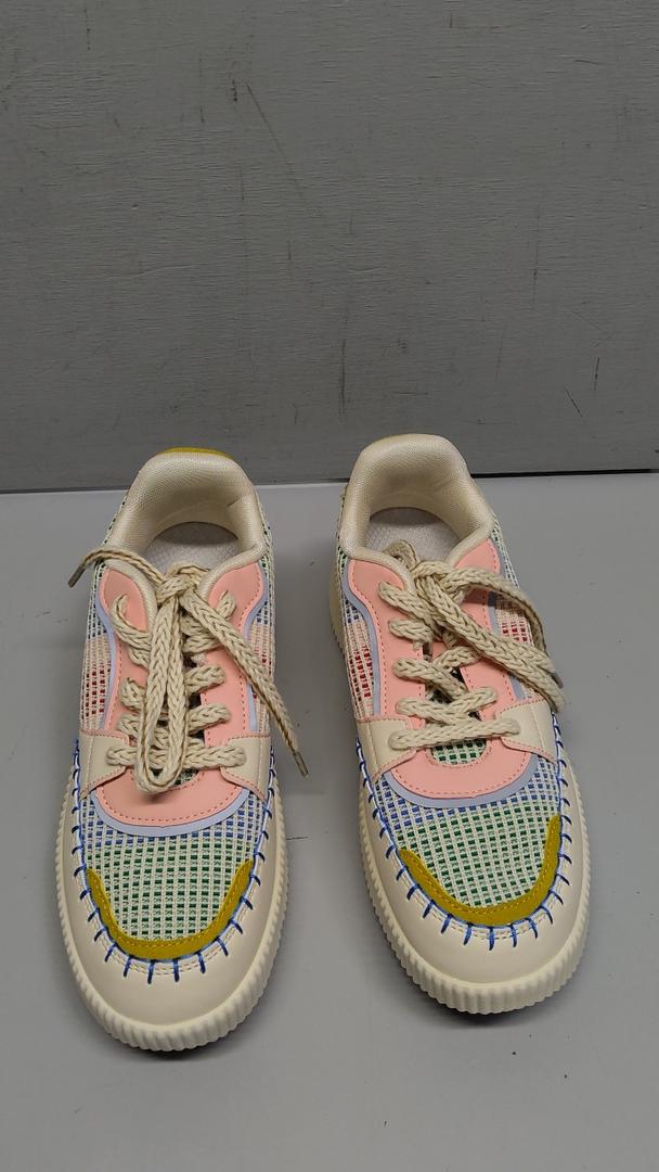 Women's Platform Sneakers Rhinestone Fashion Chunky Casual Sparkly Retro Braided Walking Shoes, Size 9