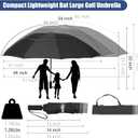62 Inch Large Golf Umbrellas for Rain Compact Travel Inverted Windproof Double Canopy 10 Ribs Automatic Open/Close