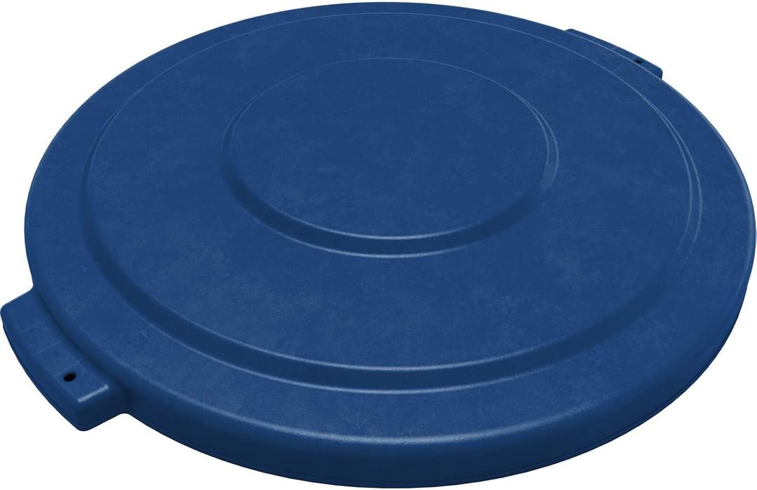 SPARTA Bronco Waste Container Trash Can Lid, Round Trash Bin for Disposal, 32 Gallons, Blue, (Pack of 4)
