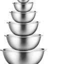 FineDine Stainless Steel Mixing Bowls Set for Kitchen, Dishwasher Safe Nesting Bowls for Cooking, Baking, Meal Prepping (6 Pack)