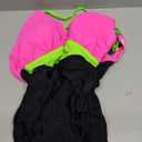 Women's One Piece Color Block Swimsuit Tummy Control Slimming Bathing Suit V Neck Cutout High Waisted Swimwear (Medium, Hot Pink and Black)