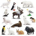 Toymany 12PCS Mini Arctic Animals Figurines Set, Polar Animals Toys with Polar Bear, Caribou, Penguin, Walrus, Wolf Figurines Cake Toppers Birthday Easter Gifts for Preschool Kids