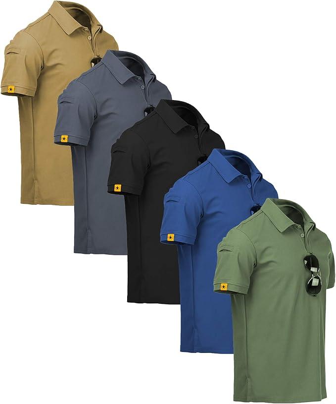 ZITY 5 Pack Mens Polo Shirt Short Sleeve Sports Golf Tennis T-Shirt Moisture-Wicking Summer Shirts 3 XL