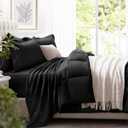 Zzlpp King Size Comforter Set - 7 Pieces Black Bed in a Bag King Ultra-Soft - Down Alternative Bed Set- Premium 1800 Series with Comforter, Sheets with 2 Side Pockets, Shams & Pillowcases