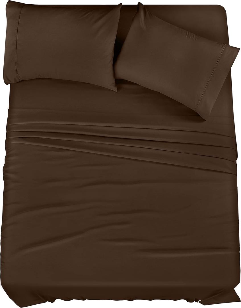 Utopia Bedding King Bed Sheets Set - 4 Piece Bedding - Brushed Microfiber - Shrinkage and Fade Resistant - Easy Care (King, Brown)